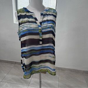 Liz Claiborne Blue and Green Striped Blouse
